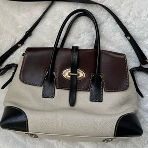 Dooney and Bourke Verona Elisa satchel in bone and dark brown pebbled leather